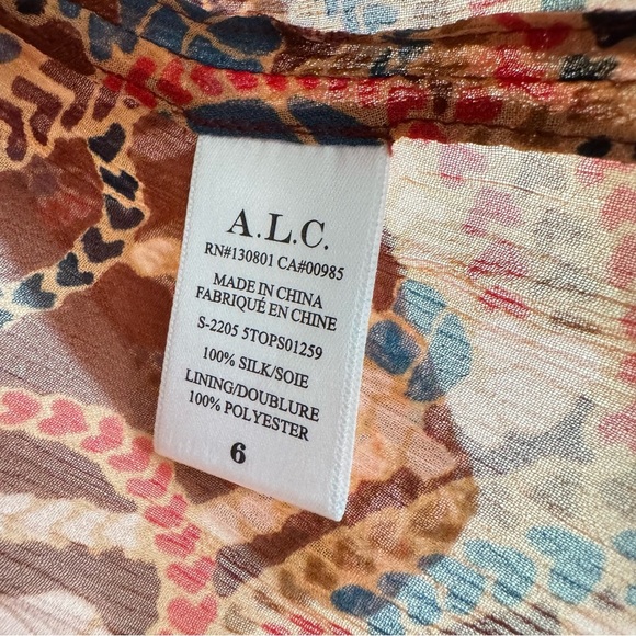 A.L.C. 100% Silk Bohemian Brown Paisley Blouse - Picture 6 of 7